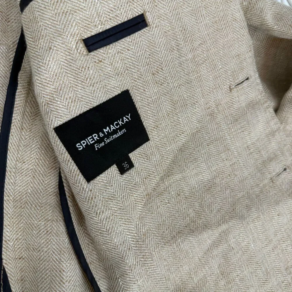 Spier & MacKay Wool Linen Blend Wheat Sportcoat 3 Button Patch Pocket Size 36